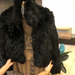 Adrianne Landau size medium black fur crop jacket